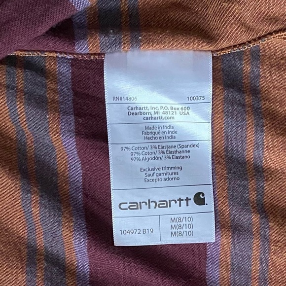 CARHARTT Women's Rugged Flex Relaxed Fit Midweight Flannel Plaid Shirt Size M - Picture 9 of 10